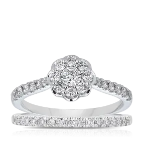 0.75ct TW Diamond Halo Engagement Ring in 9ct White Gold