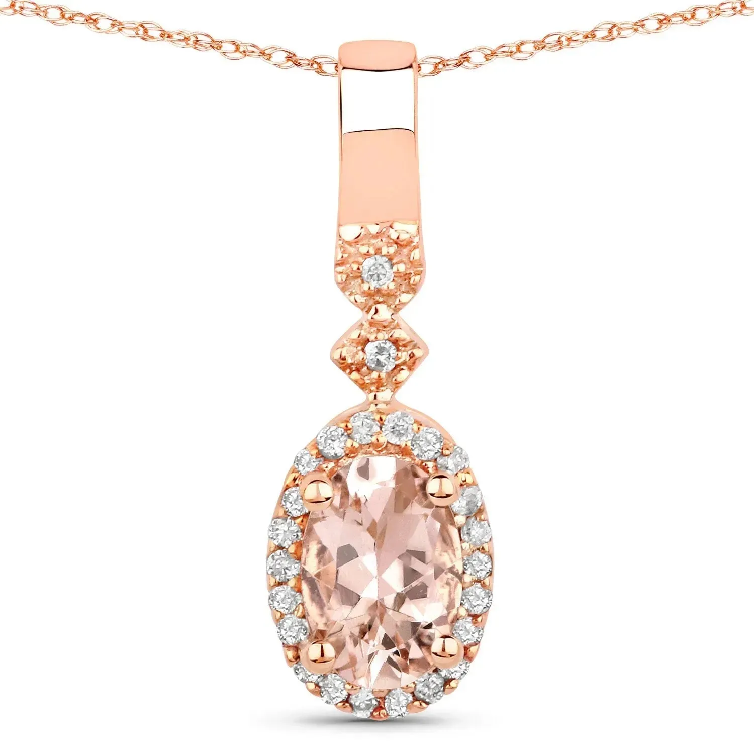 10k Rose Gold Morganite Pendant Necklace