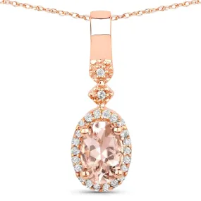 10k Rose Gold Morganite Pendant Necklace