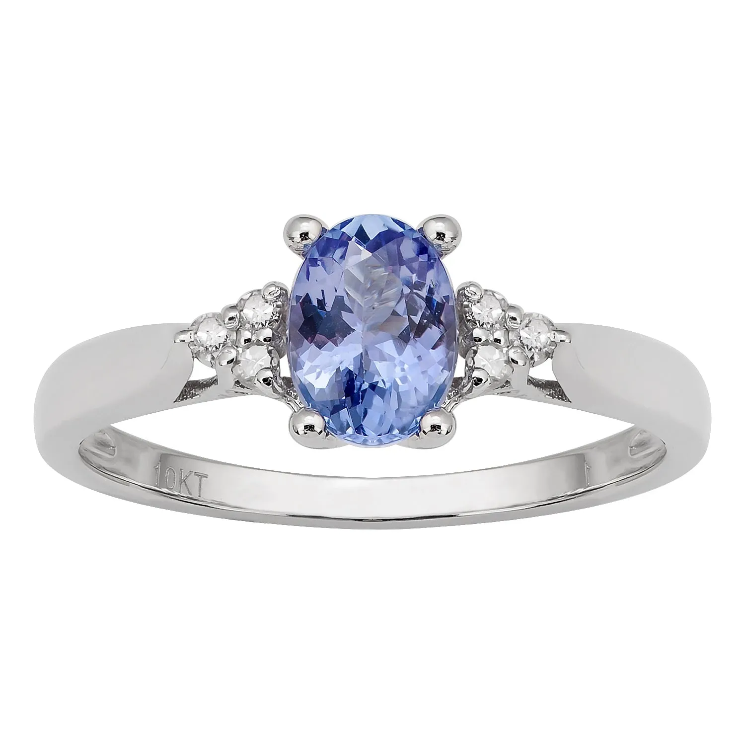 10k White Gold Oval Tanzanite and Diamond Ring