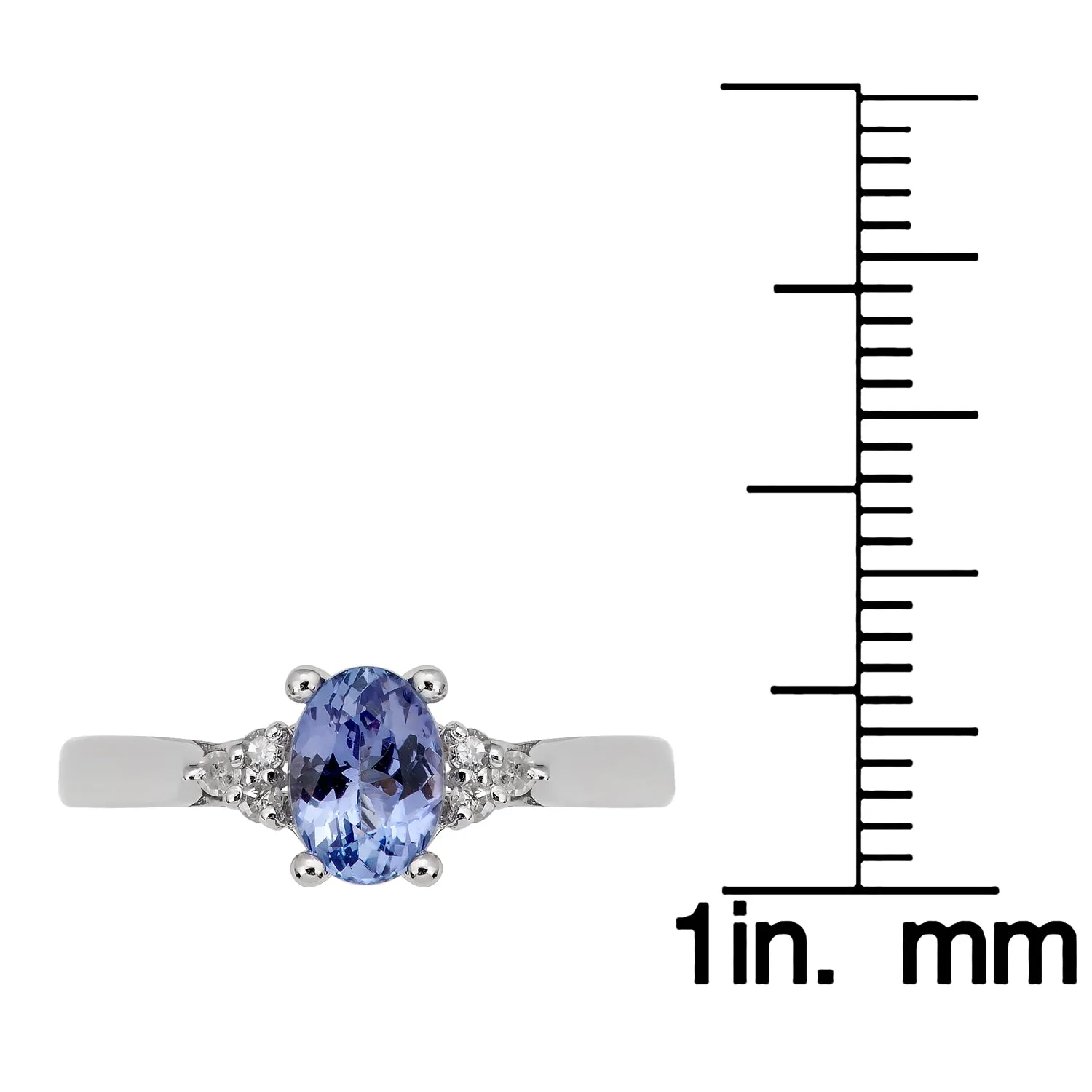 10k White Gold Oval Tanzanite and Diamond Ring