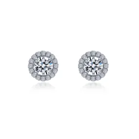 1.24 CTW Round Halo Stud Earrings