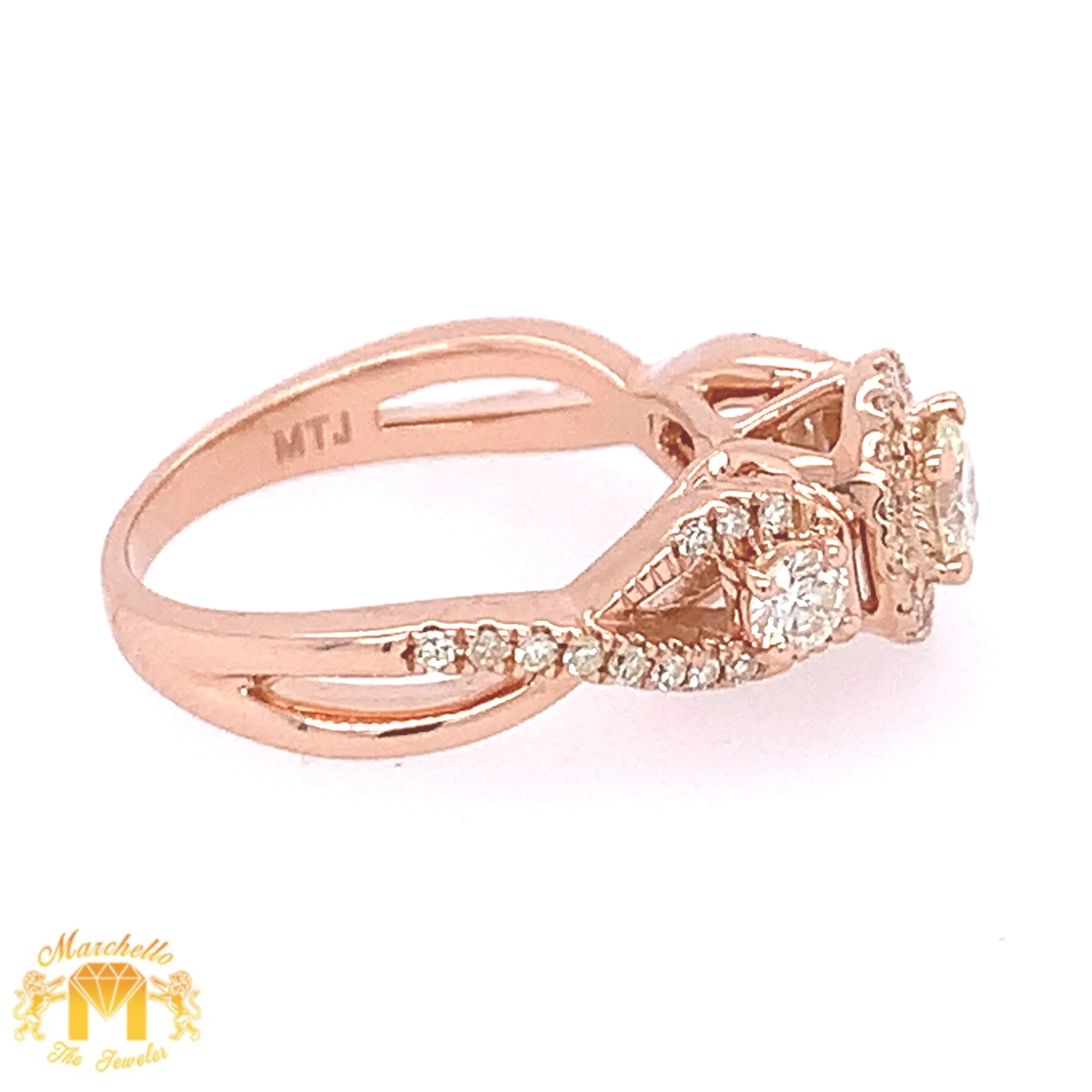 14k Gold 2-piece Wedding Rings Set with Diamond (solitaire center)