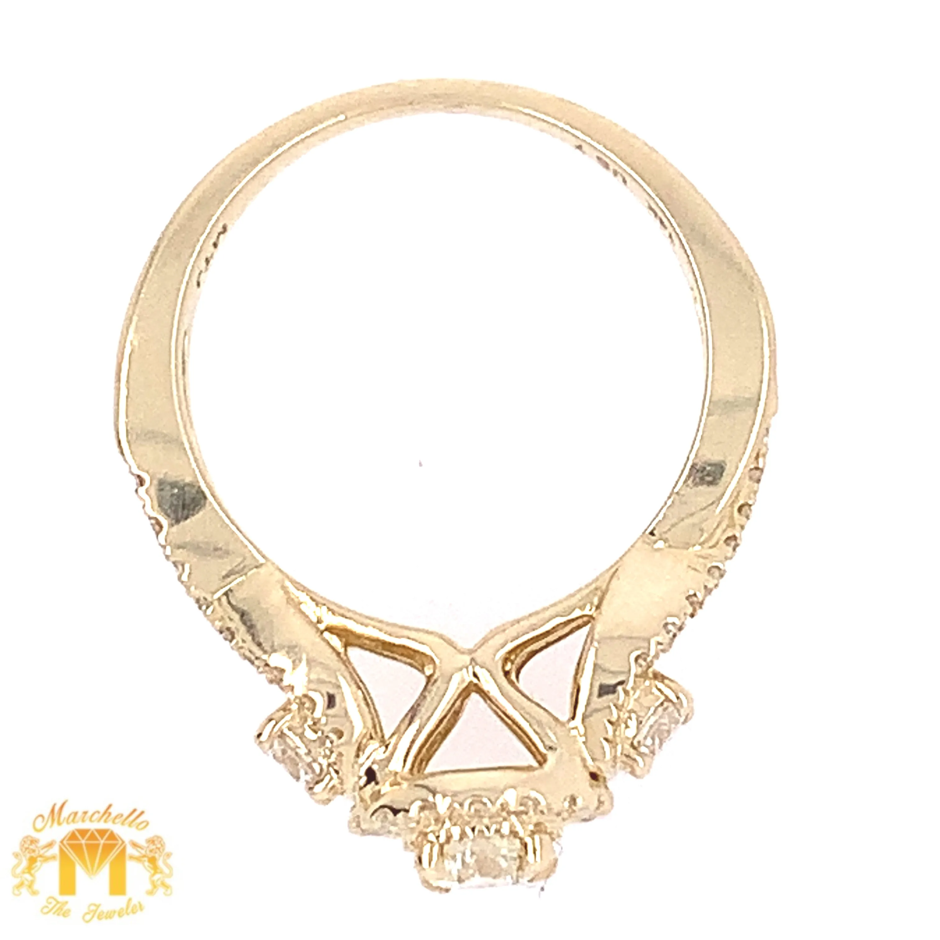 14k Gold 2-piece Wedding Rings Set with Diamond (solitaire center)