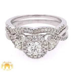 14k Gold 2-piece Wedding Rings Set with Diamond (solitaire center)
