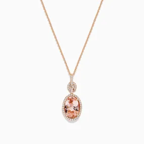 14K Rose Gold Morganite and Diamond Pendant, 3.40 TCW
