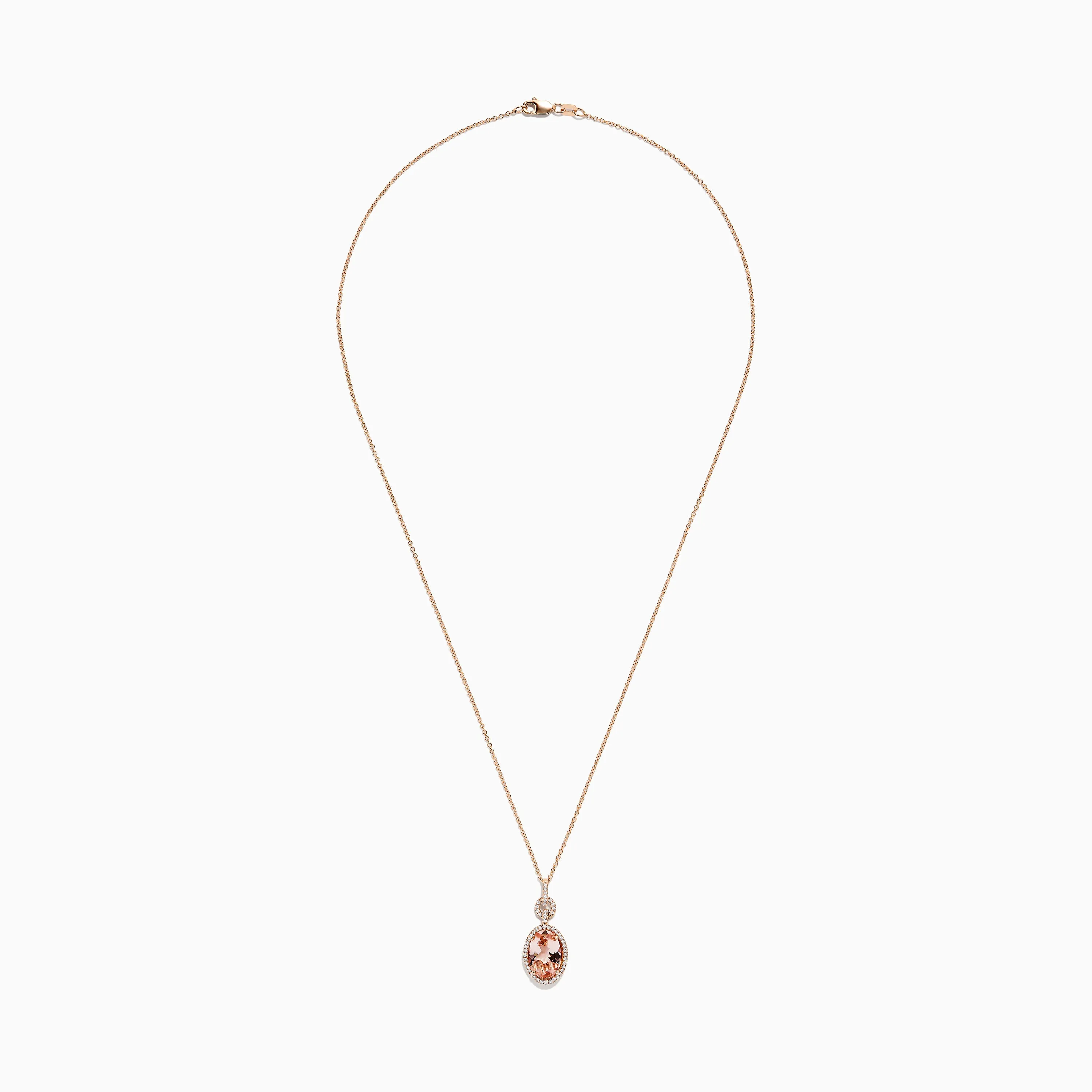 14K Rose Gold Morganite and Diamond Pendant, 3.40 TCW