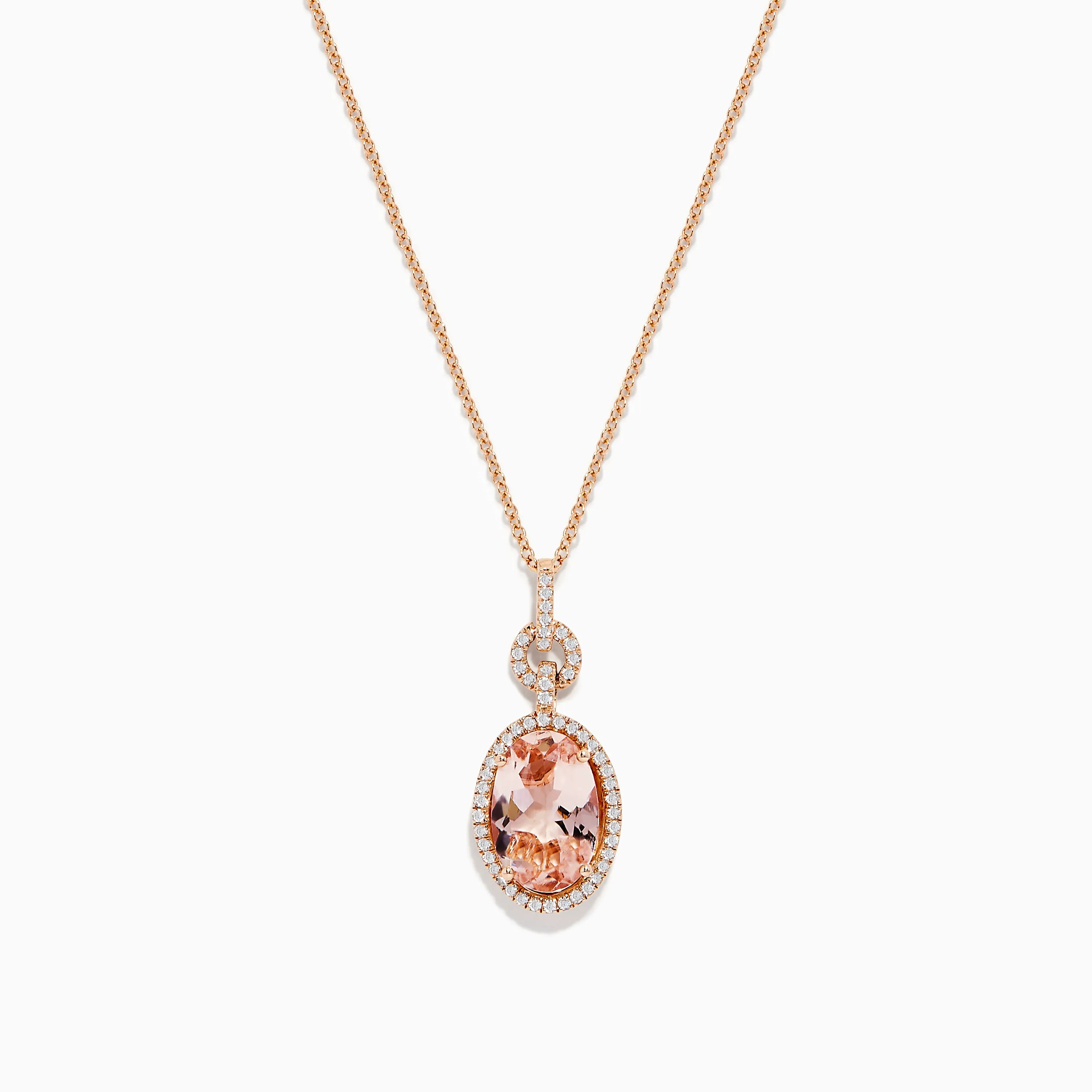 14K Rose Gold Morganite and Diamond Pendant, 3.40 TCW