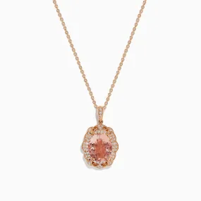 14K Rose Gold Morganite and Diamond Pendant
