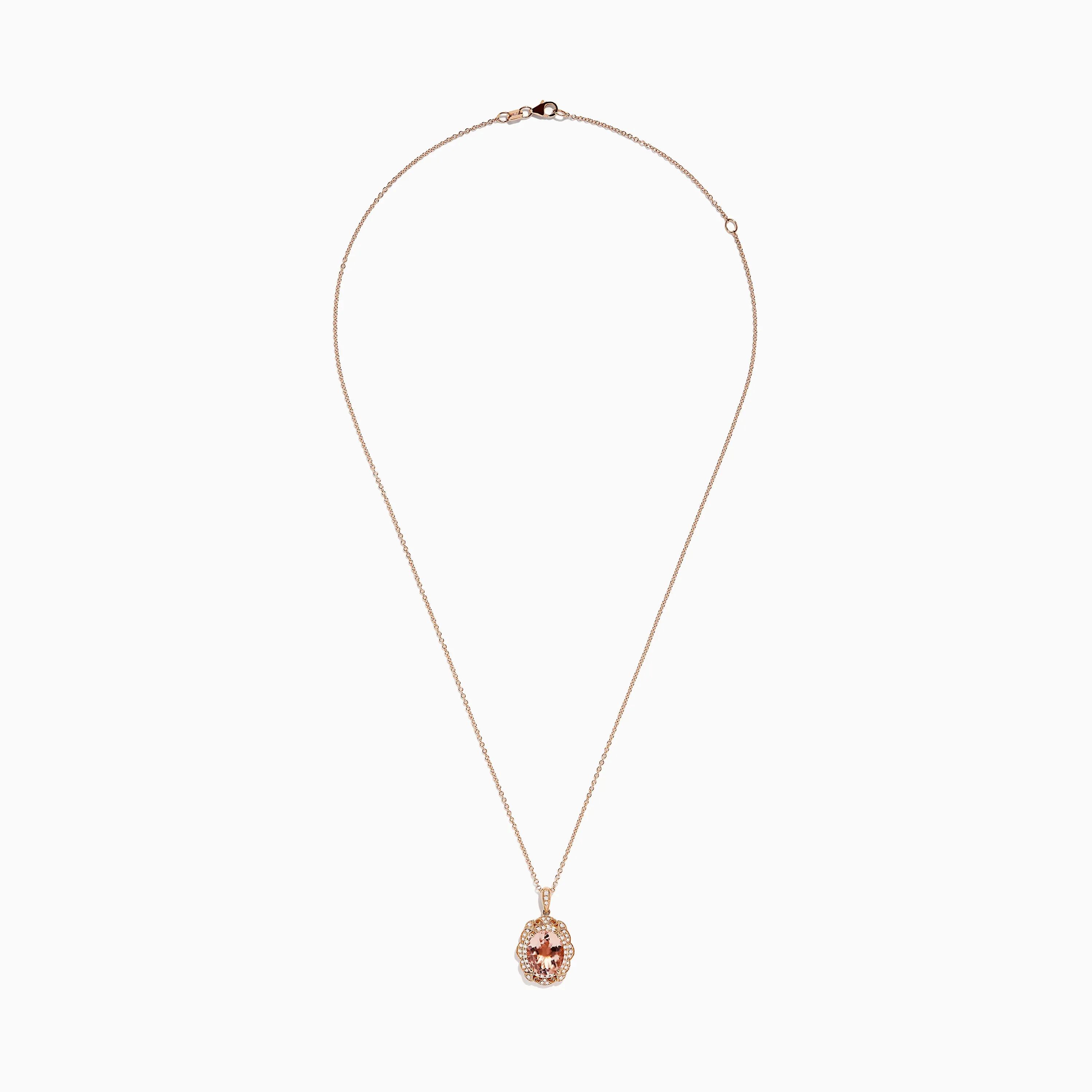 14K Rose Gold Morganite and Diamond Pendant