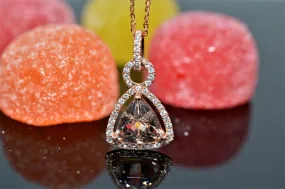 14K Rose Gold Trillion Cut Morganite And Diamond Pendant