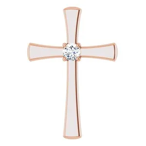 14K Rose Natural Morganite Cross Pendant