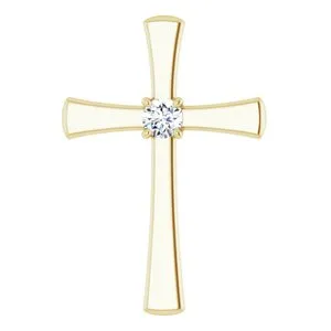 14K Rose Natural Morganite Cross Pendant