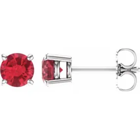 14K White 5 mm Natural Ruby Stud Earrings