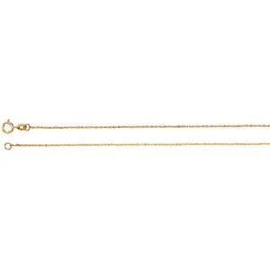 14K Yellow .50mm Diamond Cut Singapore 7" Chain