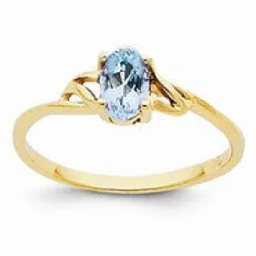 14k Yellow Gold Aquamarine Birthstone Ring