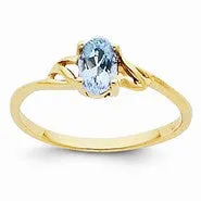 14k Yellow Gold Aquamarine Birthstone Ring