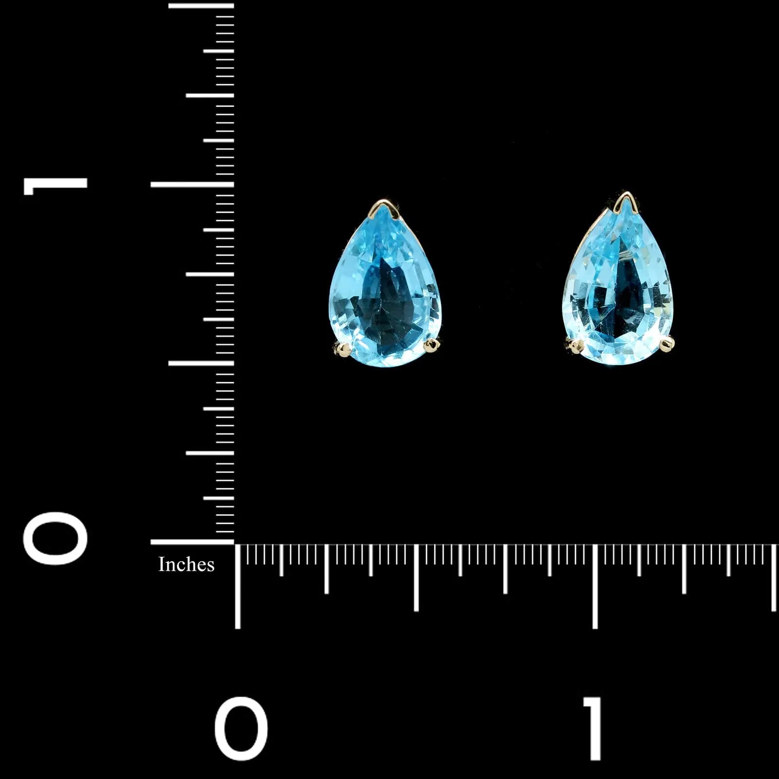 14K Yellow Gold Estate Blue Topaz Stud Earrings