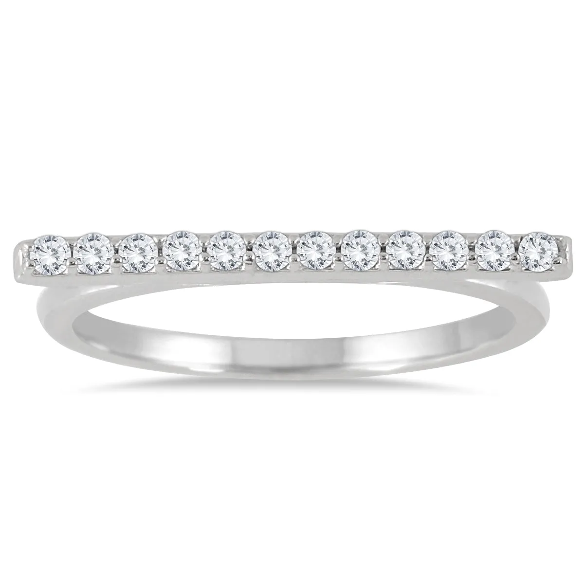 1/5 Carat Tw Bar Diamond Ring In 14K White Gold