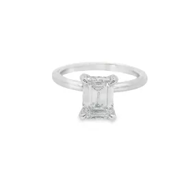 1.6ct Certified Emerald Lab-diamond Modern 18K Gold Hidden Halo Engagement Ring