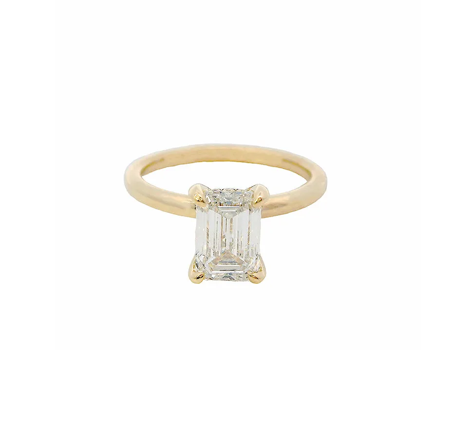 1.6ct Certified Emerald Lab-diamond Modern 18K Gold Hidden Halo Engagement Ring