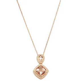 18ct Rose Gold 4.41ct Morganite & Diamond Pendant
