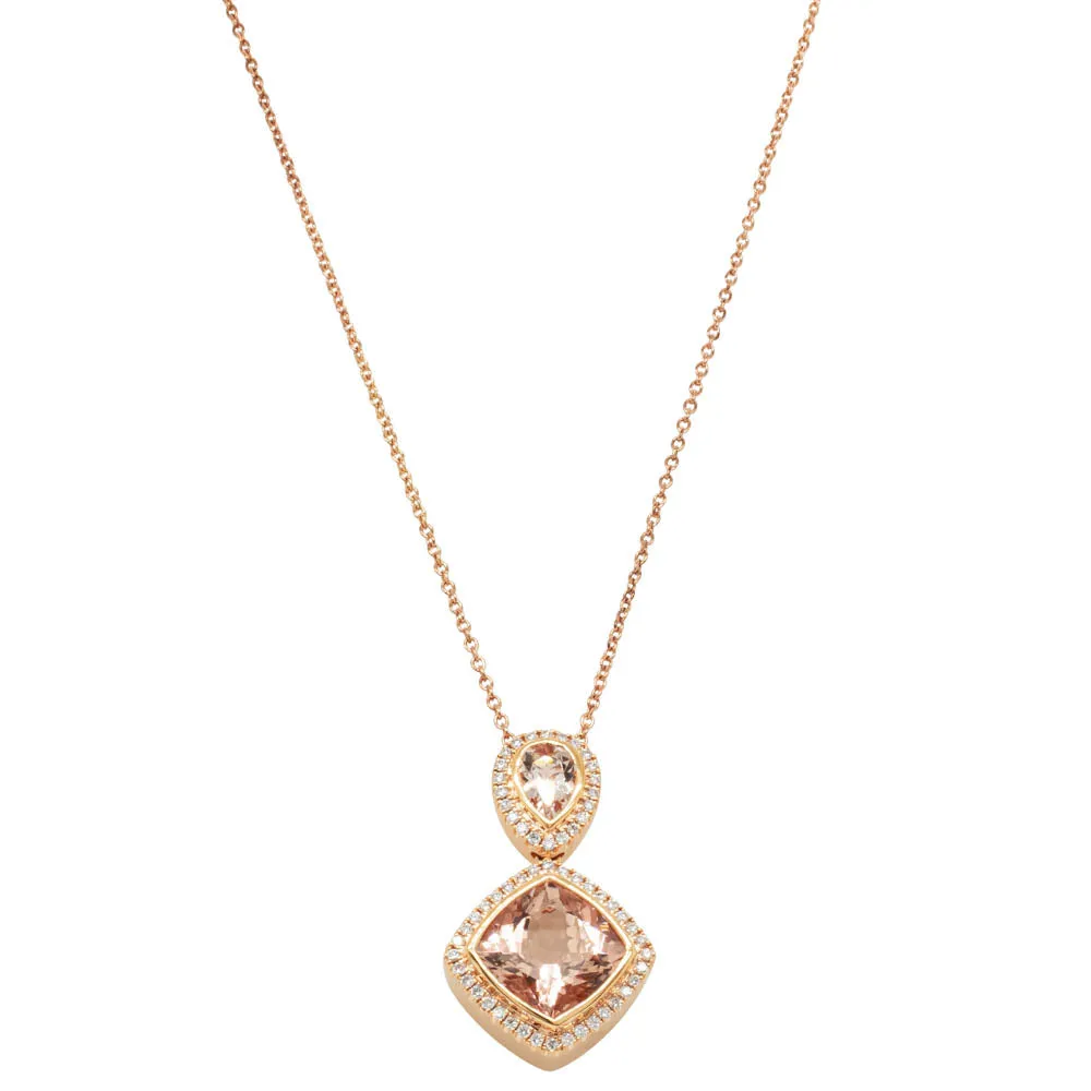 18ct Rose Gold 4.41ct Morganite & Diamond Pendant