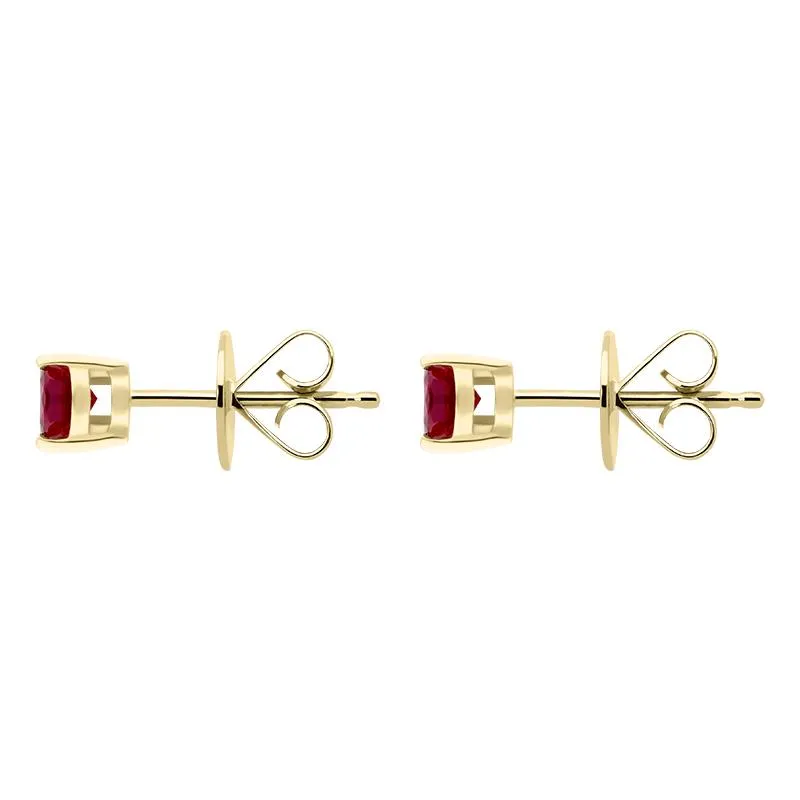 18ct Yellow Gold Ruby Claw Set Solitaire Stud Earrings