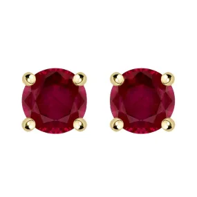 18ct Yellow Gold Ruby Claw Set Solitaire Stud Earrings