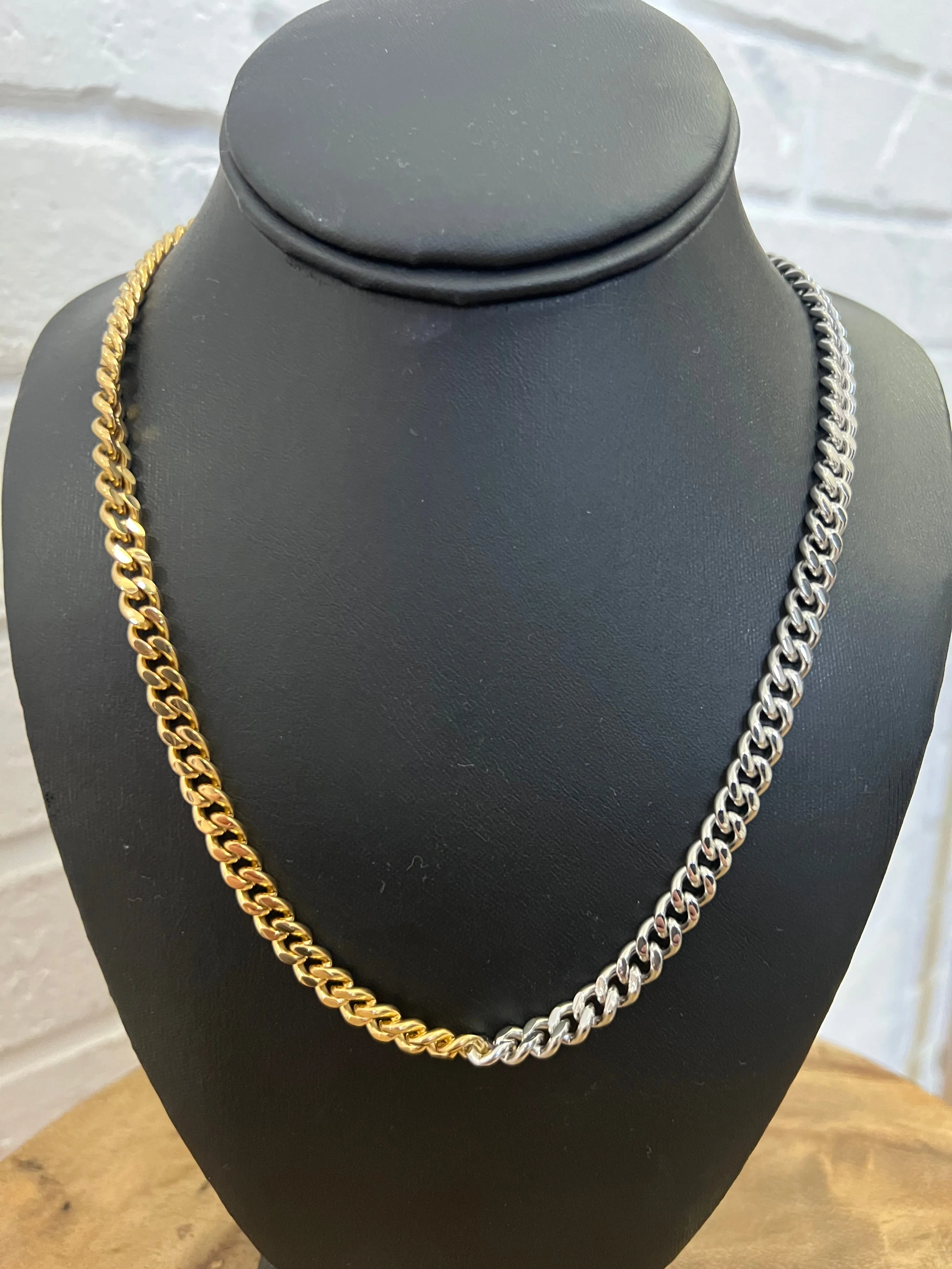 18K Demi Mixed Metal Thin Chain Necklace