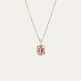 18k Gold Morganite Diamond Pendant Necklace