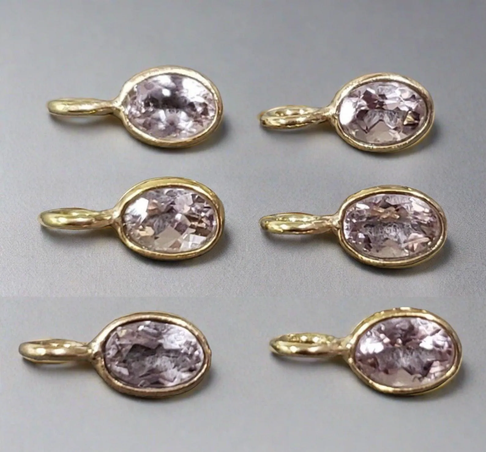 18k Gold Pink Morganite Charm Pendant