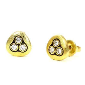 18K Swirling Water Diamond Stud Earrings - E-75D