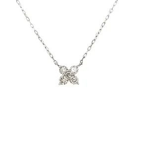 18k White Gold Diamond Clover Necklace (I2753)