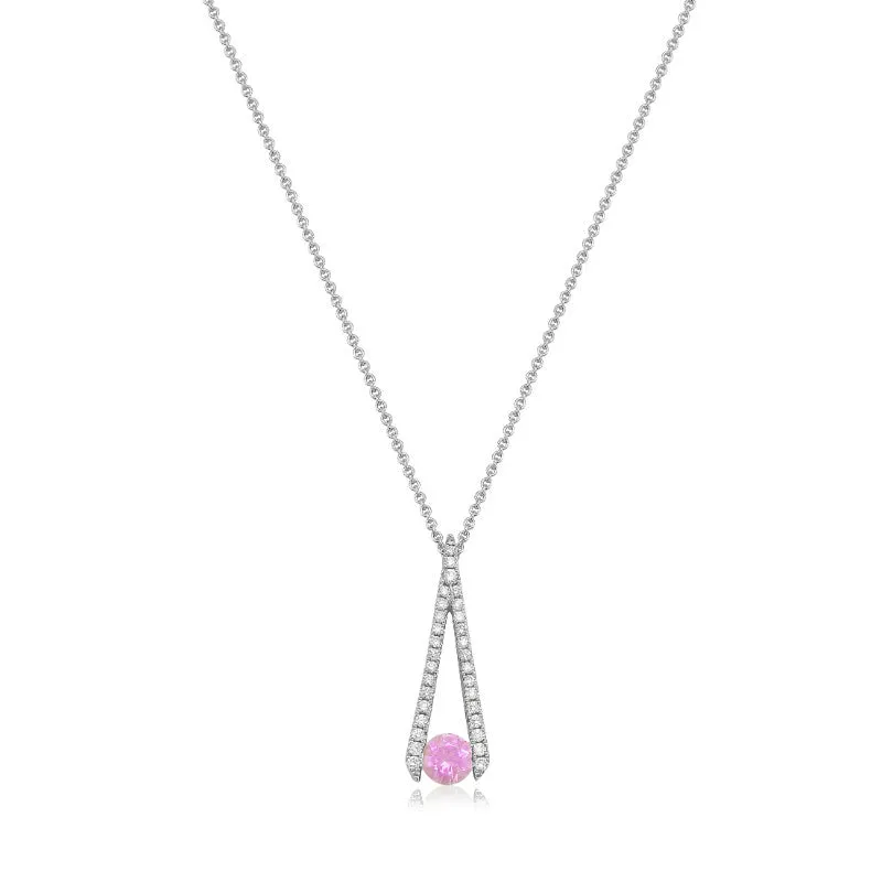 18K White Gold Morganite Pendant Necklace