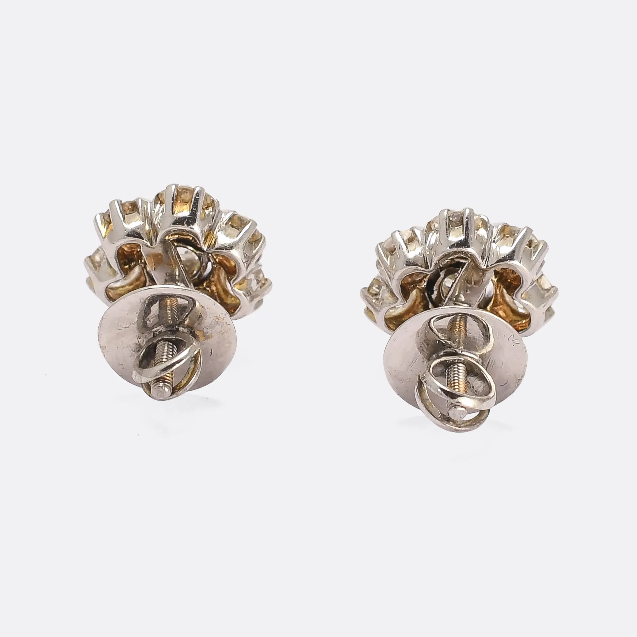 1930s 3.44ct Diamond Flower Earrings