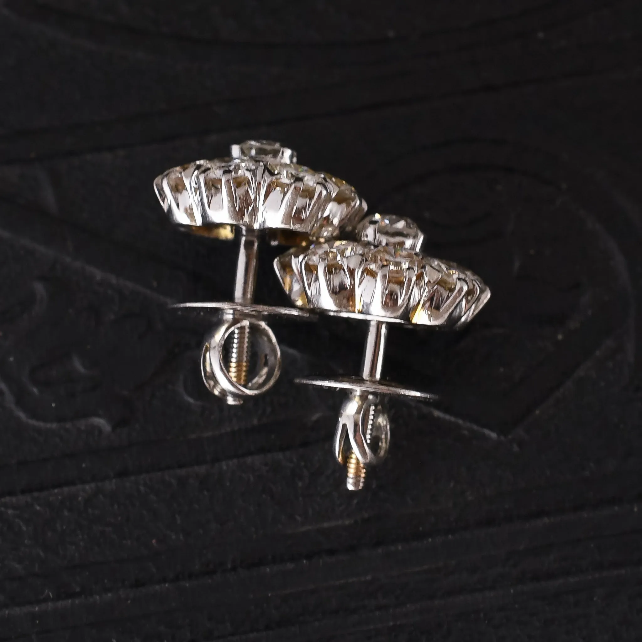1930s 3.44ct Diamond Flower Earrings