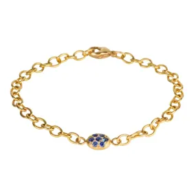 20K Gold Small Pave Blue Sapphire "Nugget" Chain Bracelet
