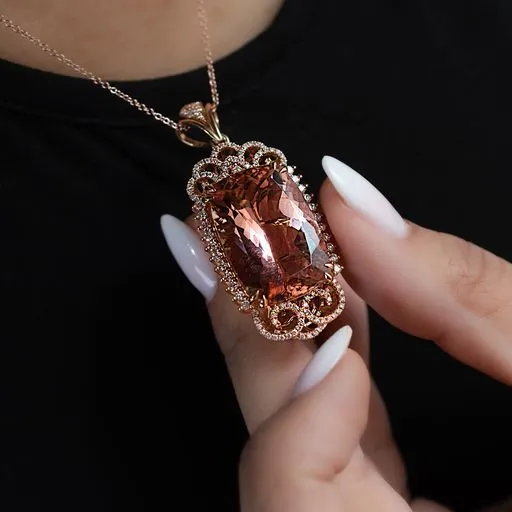 30 ct Morganite Pendant with Diamonds