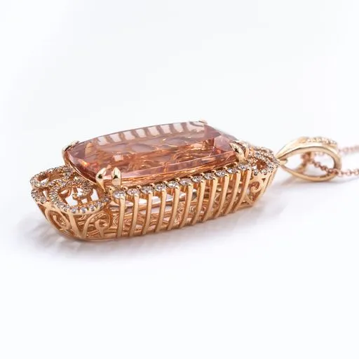 30 ct Morganite Pendant with Diamonds