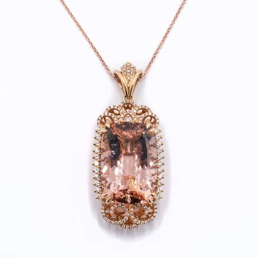 30 ct Morganite Pendant with Diamonds