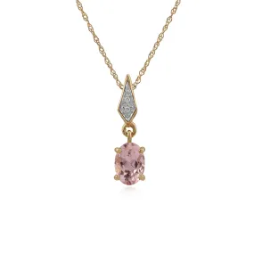9 karat Gelbes Gold Morganit & Diamant 18zoll Halskette