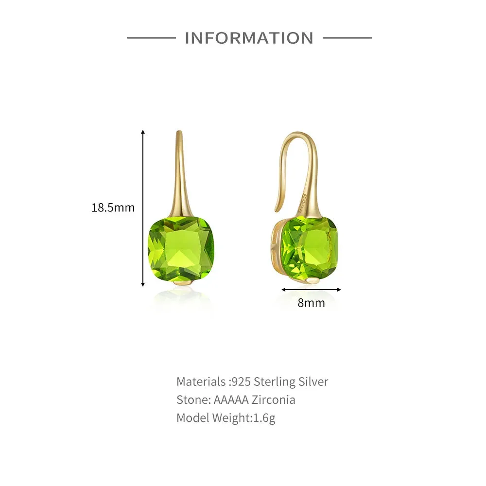925 Silver Colorful Zircon Hook Earrings