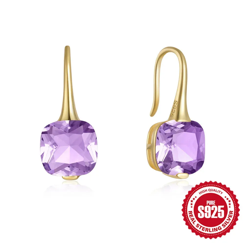 925 Silver Colorful Zircon Hook Earrings