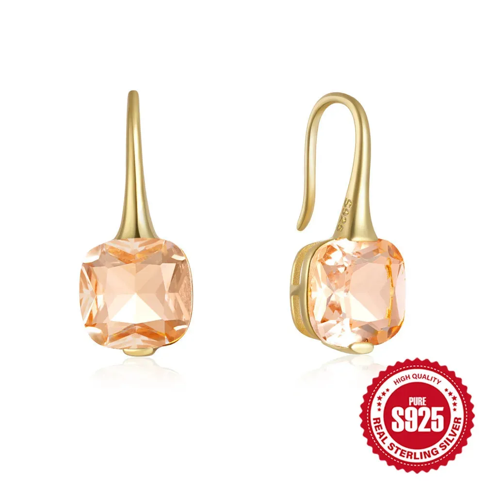 925 Silver Colorful Zircon Hook Earrings