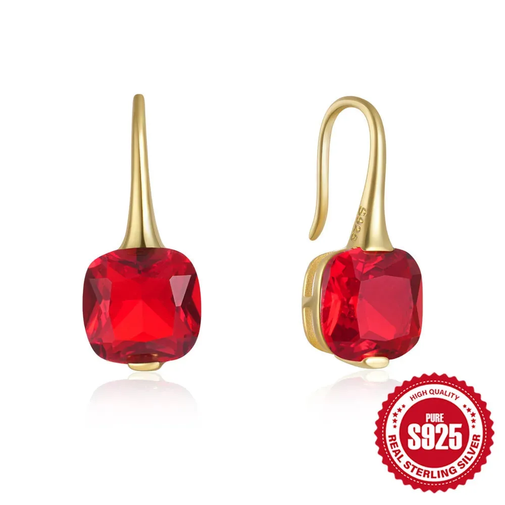 925 Silver Colorful Zircon Hook Earrings