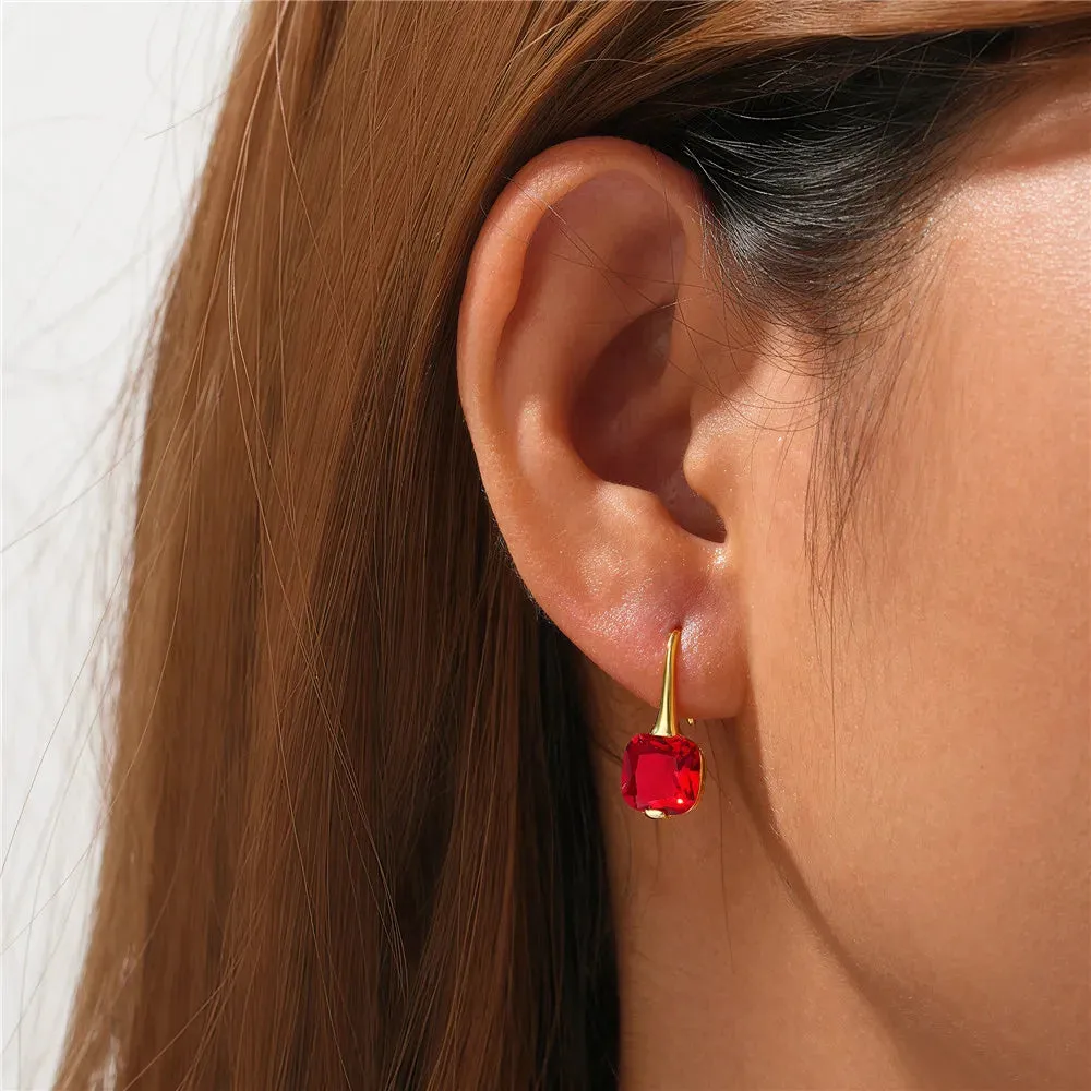 925 Silver Colorful Zircon Hook Earrings