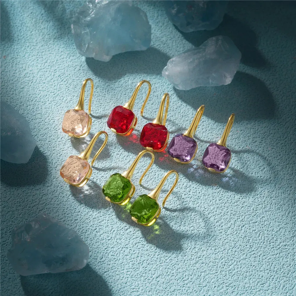 925 Silver Colorful Zircon Hook Earrings