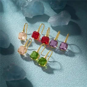 925 Silver Colorful Zircon Hook Earrings