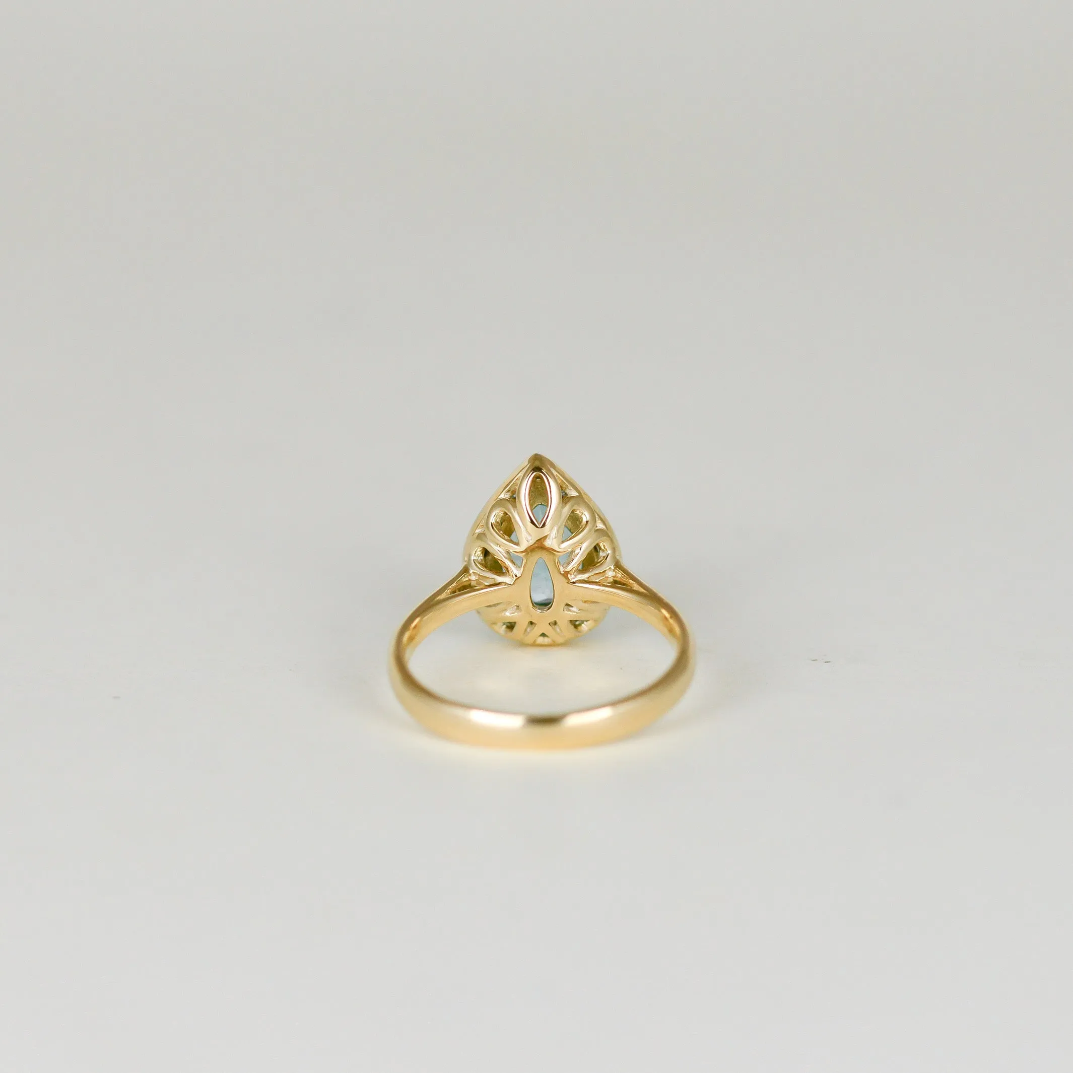 9ct Yellow Gold 2.46ct Pear Cut Blue Topaz and Diamond Dress Ring